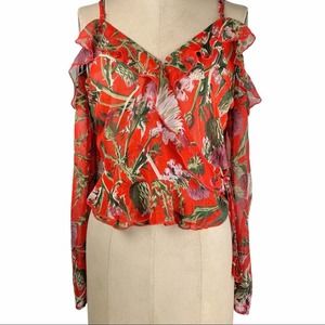 Umgee Sheer Cold Shoulder Blouse Size Medium